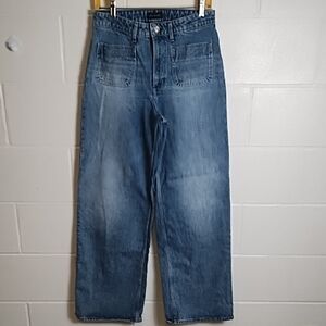 Classic Blue Long Straight Wide Leg Jeans Free Assembly